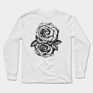 roses in pen and ink Long Sleeve T-Shirt